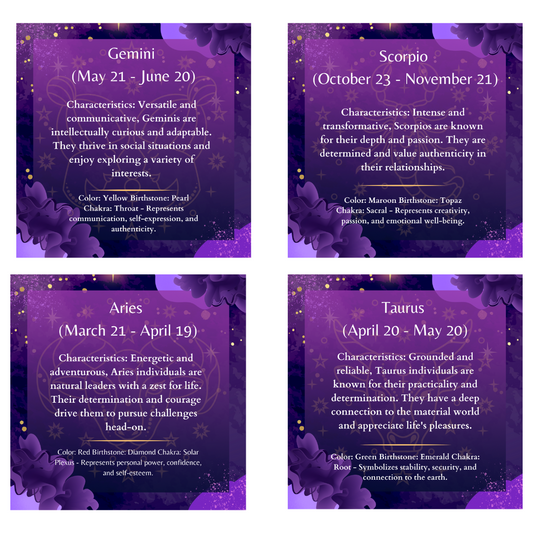 12 Zodiac Printable Cards (Digital Download)