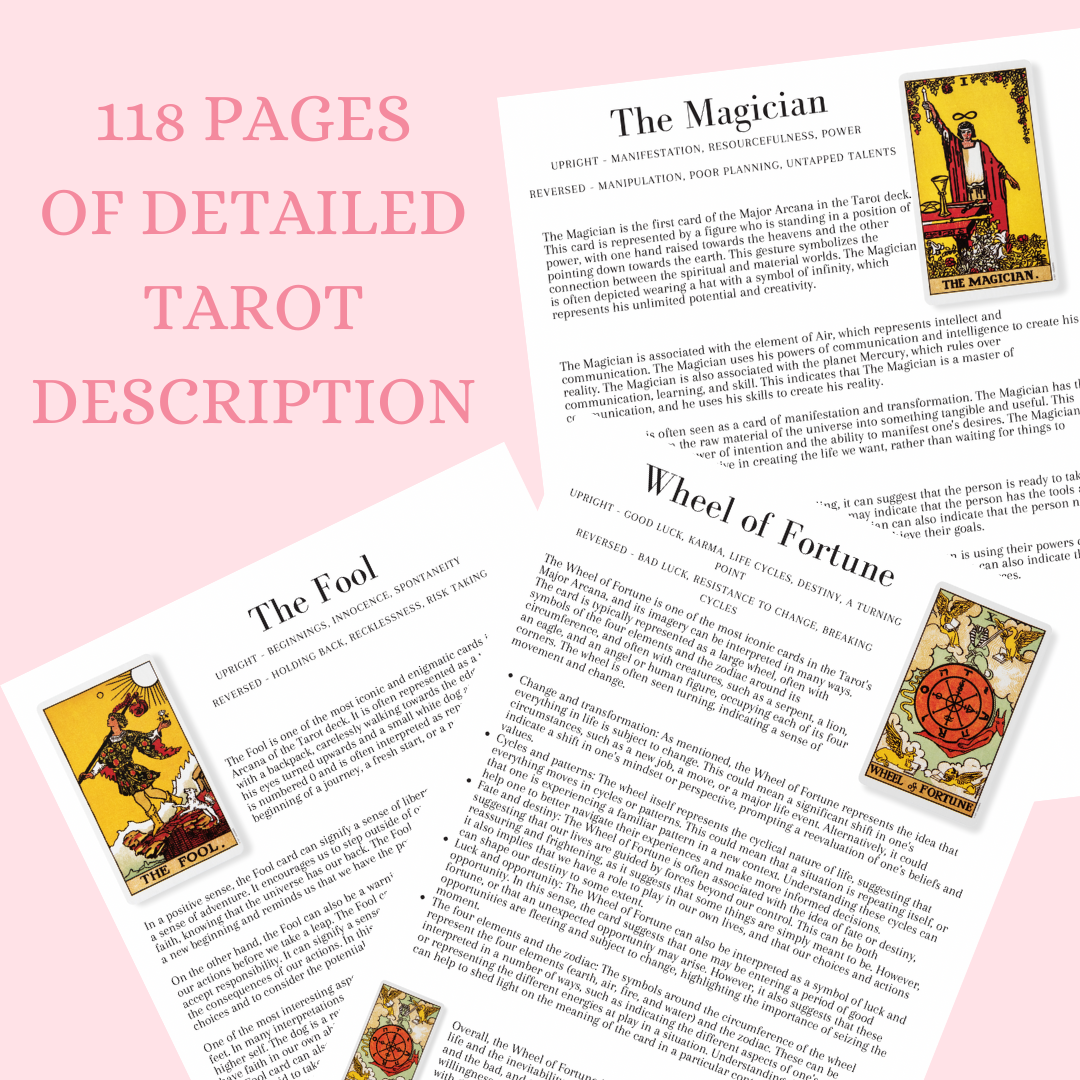 Major Arcana Tarot Cheat Sheet