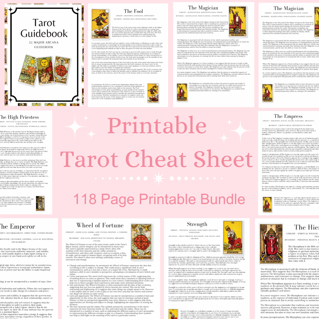 Major Arcana Tarot Cheat Sheet